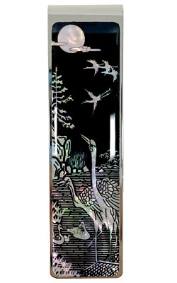 Korea Mother of Pearl Money Clip Slim Cash Card Holder Stainless Steel Wallet - Image 1 of 4