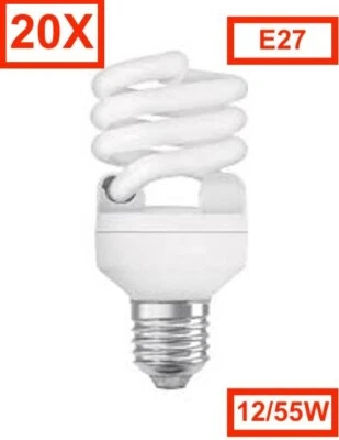 Lot Of 20 Sylvania Tornado E27 12W = 55W Warm Compact Neon Bulbs - Image 1 of 2