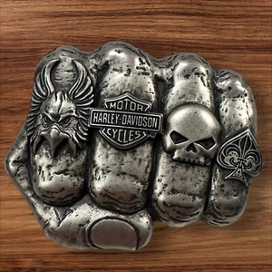 HarleyDavidson Coleccionistas Puño Hebilla Águila Calavera As de Picas Motociclista Rocker - Imagen 1 de 4
