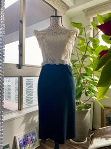 Christian Dior Dress Women Size 40 Wool Lace Frill - Picture 1 of 16