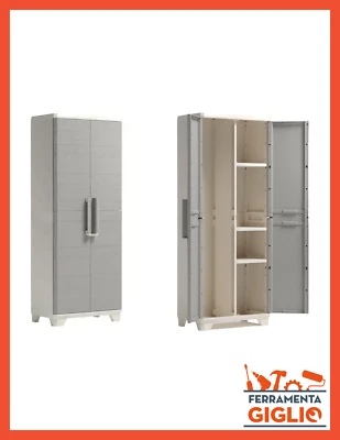 Armadio per da Esterno Mobile in Resina Portascope Plastica Balcone Salvaspazio - Immagine 1 di 2