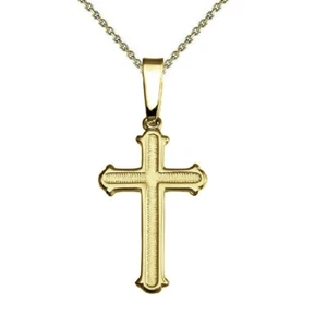 Sterling Silber Gelbgold plattiert Halskette mit hochglanzpoliertem Kreuz Anhänger Charm - Bild 1 von 8
