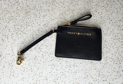 Tommy Hilfiger Women's Wallet Coin Purse Black Wristlet Bag Gold Logo NWOT - Image 1 of 4