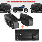 Motorcycle Saddle Bags Side Saddlebags Pannier Luggage Storage Pu Leather Black