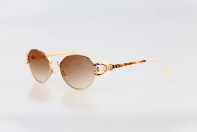 Gafas de sol Diva 5040 54, vintage años 90 estrás tortuga y oro ovaladas para mujer, nuevas de stock Foto 1 de 4