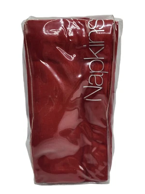 Set of 6 NEW Crate and Barrel Red 217-336 Sateen Dinner Napkins Cotton Rayon - Image 1 of 3