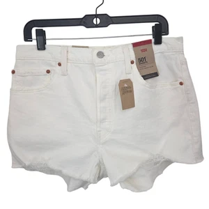 Levi's 501 Original Cut Off Shorts Women's Size 31 White Denim High Rise - NEW - Picture 1 of 6