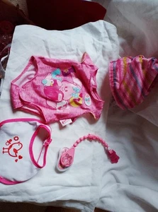 Baby Born Dolls Accessories -outfit + hat + Bib + dummy and clip vgc Zapf - Picture 1 of 4