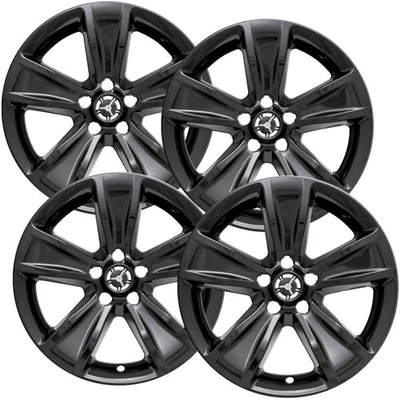 4 New Gloss Black 18" Impostor Wheel Skins for 15-22 Dodge Challenger Rim Covers Foto 1 de 4