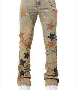 Guapi Vintage Stars Denim V2 Slim-Fit Jeans Mens 32 Metal Chain Leather Patches - Picture 1 of 9