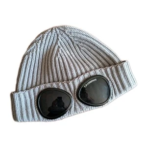 C.P. Company Gray Beanie Hat Men's Retro Woolly Hat Genuine CP Lenses Goggles - Imagen 1 de 3