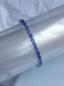 Bracciale tennis ovale tanzanite originale argento sterling 925 fatto a mano gioielli regalo - Foto 1 di 10