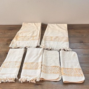 Juego de toallas vintage Cannon Monticello retro beige 6 piezas hechas en EE. UU. - Imagen 1 de 7