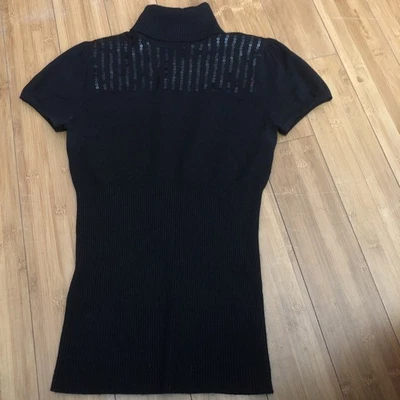 Women’s Black SS Turtleneck Top Size Small By Heart Soul Has Sequins - Image 1 of 4