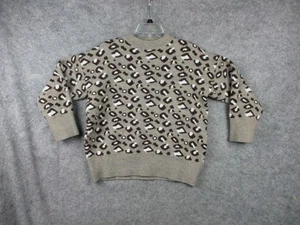 Leopard Print Pattern Sweater Womens S / M Brown Taupe Knit Pullover Oversized - Picture 1 of 10