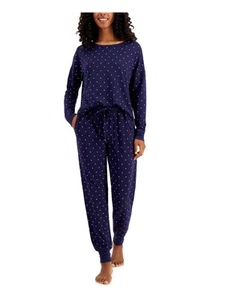 ALFANI Womens Crescent Moon Navy Long Sleeve T-Shirt Cuffed Pants Pajamas XXL - Picture 1 of 3