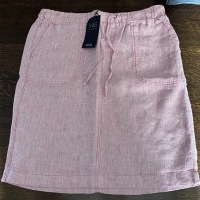M&S Women's Linen Pull On Skirt Skirt With Drawstring Waist New With Tags - Image 1 of 4