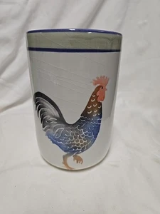 VARM Ceramica Italy utensil jar featuring a hand-painted rooster - Picture 1 of 9