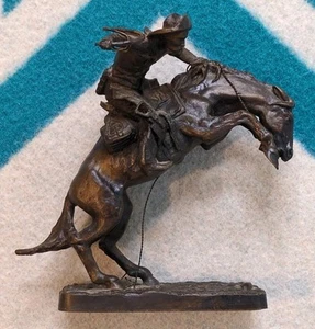 Frederic Remington The Broncho Buster Franklin Mint Bronzeskulptur Statue 6 Zoll - Bild 1 von 8