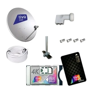 KIT-CAM HD 4K TIVÙSAT+ PARABOLA 45CM+LNB+20 MT. CAVO+SUPPORTO+4 CONNETTORI - Imagen 1 de 1