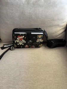 Iconic Tattoos Black ED HARDY LOVE KILLS SLOW CROSSBODY WALLET  - Bild 1 von 14