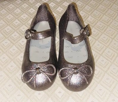Mini Sapatos Melissa Infantil Meninas Rosa Glitter Mary Jane Bow Accent Jelly tamanho 9 - Imagem 1 de 4