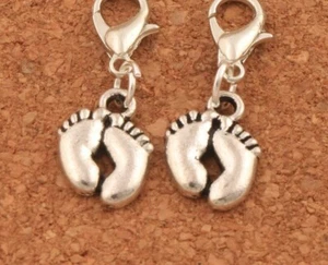 Dije Clip-on Pies Plata Colgante Pulsera Collar Cremallera Llavero Puntada Marcador - Imagen 1 de 5