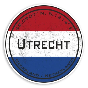 2 x 10cm Utrecht Netherlands Vinyl Stickers - Flag Fun Sticker Luggage #20329