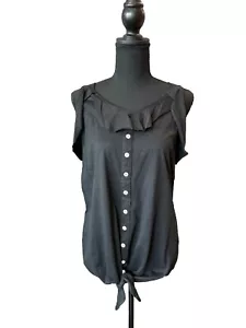 Camiseta sin mangas negra para mujer The Roadster con etiquetas corbata delantera sin mangas talla grande - Imagen 1 de 5