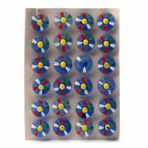Tarjeta Checa Vintage Azul Flor Vidrio Botones 18mm Pintados a Mano - Imagen 1 de 2