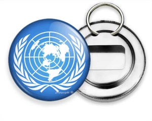 UN UNITED NATIONS PEACEKEEPER FLAG SYMBOL BEER SODA BOTTLE OPENER KEYCHAIN GIFT - Picture 1 of 1