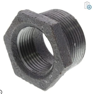 2 Stück) Ward FBHE1-1/4X1, 1-1/4” x 1” Sechskant SCHWARZ EISEN Buchse, MNPT x FNPT Ende, 150 - Bild 1 von 3