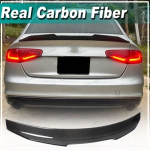 Fit For Audi A4 B8.5 A4L Sedan 2013-2016 REAL CARBON Rear Trunk Spoiler Wing Lip - Picture 1 of 15