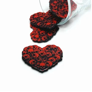 1, 4 or 20 BULK pcs Valentine's Day Heart with Skulls Charms -US Seller- RD1546 - Picture 1 of 4