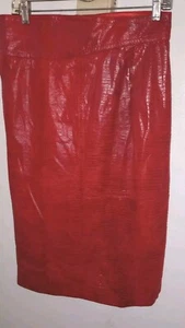 ESCADA Vintage roter Leder Bleistiftrock Gr. 42 ultra selten Margaretha Ley - Bild 1 von 8