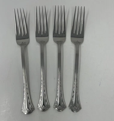 4 Temptations by Tara Floral Lace Flute Dinner Forks Stainless Flatware  - Image 1 of 3