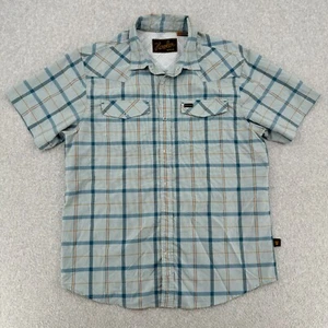 Howler Bros Hemd Herren klein blau kariert Doppeltasche Outdoor Freizeit Druckknopf - Bild 1 von 10
