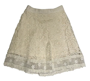 Gonna donna Maeve Anthropologie linea A tg 2 avorio uncinetto lunghezza ginocchio-midi 27W - Foto 1 di 10