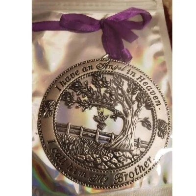 Memorial Ornament Brother Remembrance Silver Angel Tree Of Life Hanging Decor - Image 1 of 4