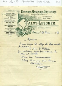 Dépt 63 - Menat - Belle Entête d'une Epicerie Mercerie Droguerie du 23/02/1954 - Picture 1 of 1