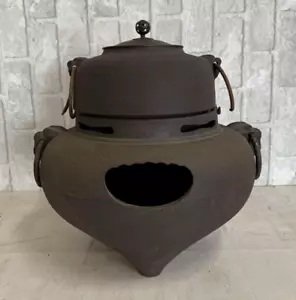 Japanischer antiker Chagama Furo Kama Teezeremonie Wasserkocher Sado traditionelles Handwerk - Bild 1 von 7