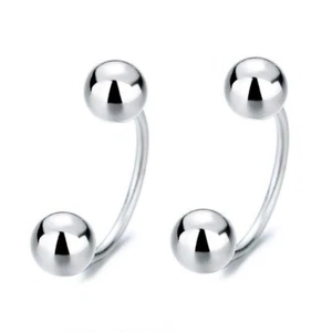 925 Sterling Silver U Shape Double Sided Ball Stud Earrings Jacket Screw Back - Picture 1 of 5