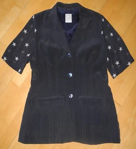Damen Blazer blau OTTO KERN Jacke KURZARM Gehrock STERNE 100 % SEIDE 36 38 S M - Bild 1 von 5