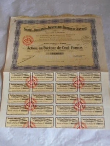 Vintage share certificate Stocks Bonds pocelaines pour electriques grammont - Bild 1 von 2