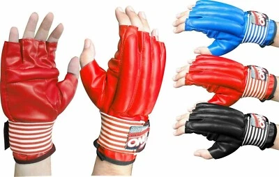1X Leder Boxhandschuhe MMA Training Stanztasche Handschuhe Halbfinger Kampf Sparen