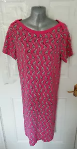 Boden Size 14 L Pink Brown Giraffe Print Shift T-Shirt Dress Cotton Stretch - Picture 1 of 13