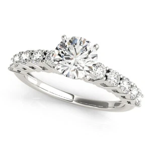 1.60 Ct Round Simulated Diamond Anniversary Ring 14K Solid White Gold Size 6 - Picture 1 of 5