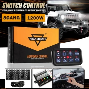 AUXBEAM 8 Gang Switch Panel Relay On-Off Control Blue LED Light Bar Car Marine - Picture 1 of 12