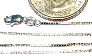 CADENA DE CAJA DE ORO BLANCO SÓLIDO PURO 14KT 18 pulgadas .8 mm con bloqueo de langosta - ENVÍO GRATUITO - Imagen 1 de 2