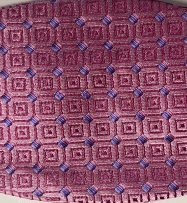 Bow Tie Men Silk Pink Blue Geometric SELF TIE Bowtie - Image 1 of 4